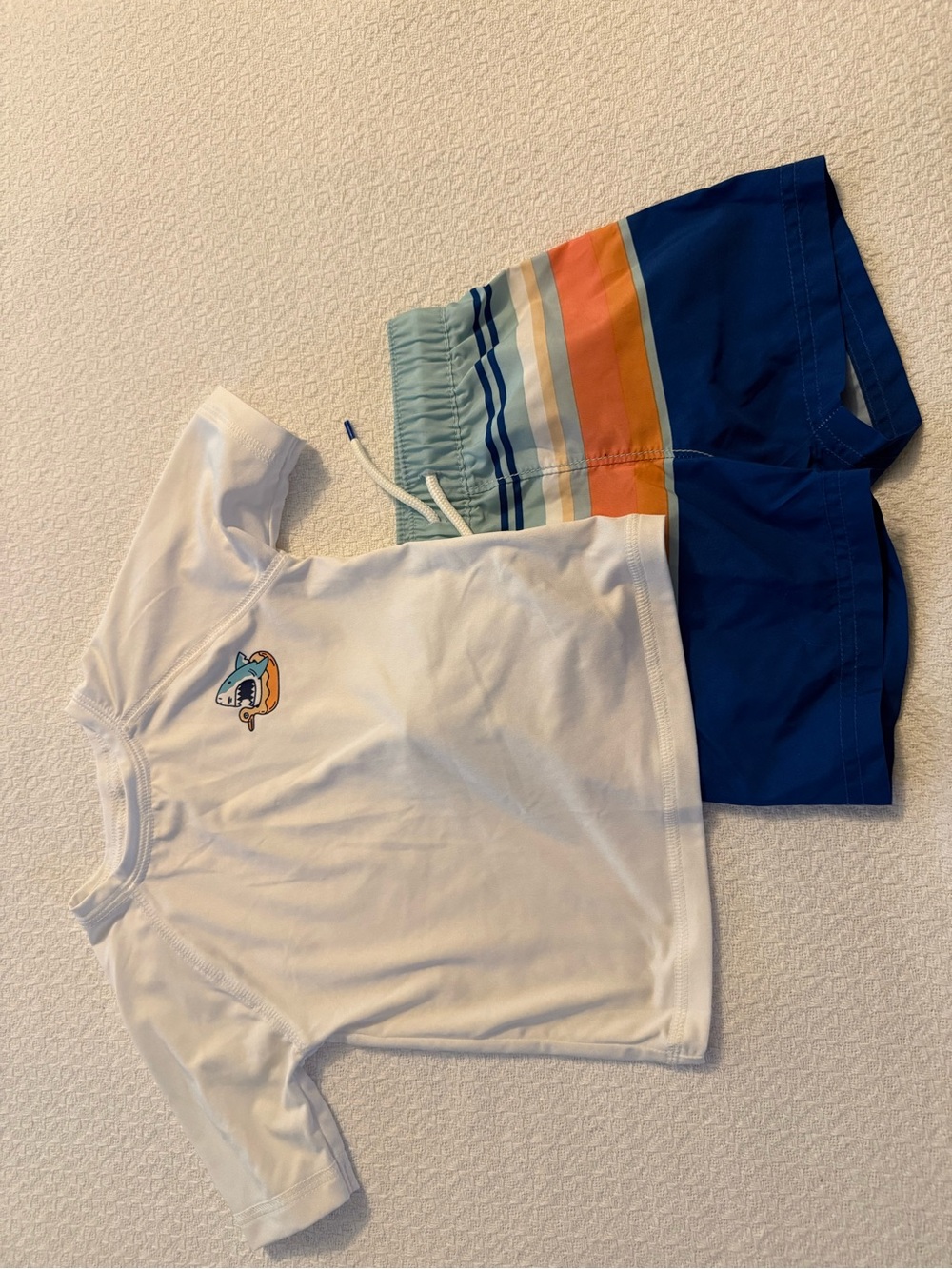 Old Navy Light Blue Swim Trunks with Multicolor Stripes